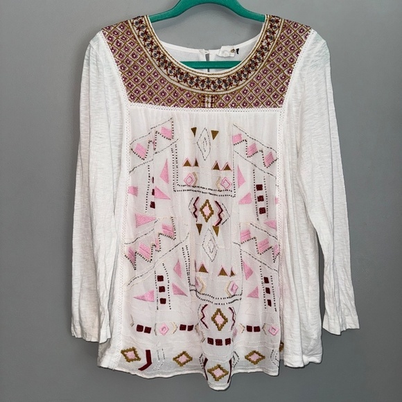 EUC Anthropologie Akemi + Kin Veyo Long Sleeve Blouse Size Large - Picture 2 of 8